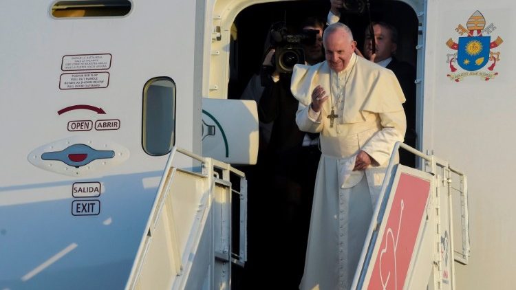 Le Pape lors de son départ de Panama, à l'issue des JMJ, le 27 janvier. 