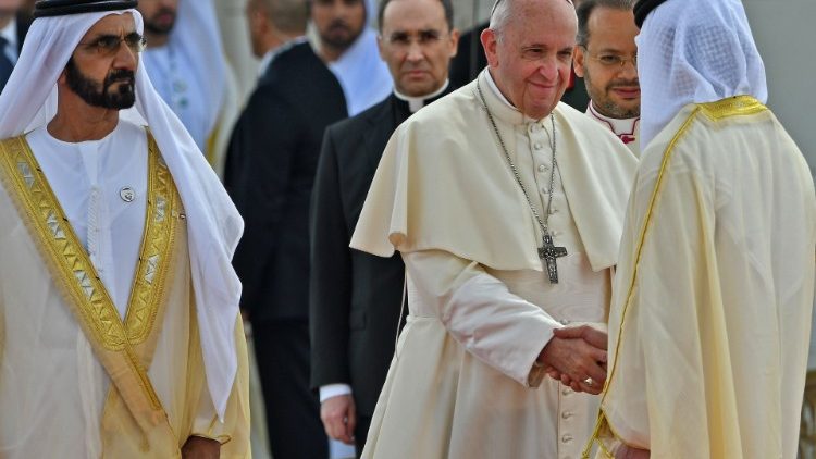 Papa Francisco no Palácio Presidencial em Abu Dhabi, em 4 de fevereiro de 2019