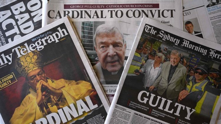 Australijos laiškraščių pirmieji puslapiai apie nuteistą kardinolą George Pell