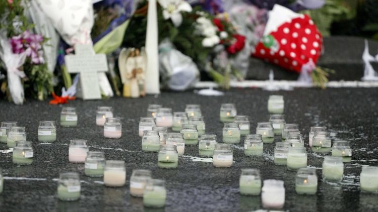 Candles at Christchurch shooting memorial site