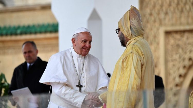 Påven Franciskus med kungen av Marocko Mohammed VI
