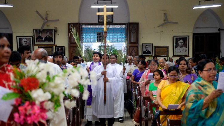 Indische Christen bei einer Palmsonntagsprozession