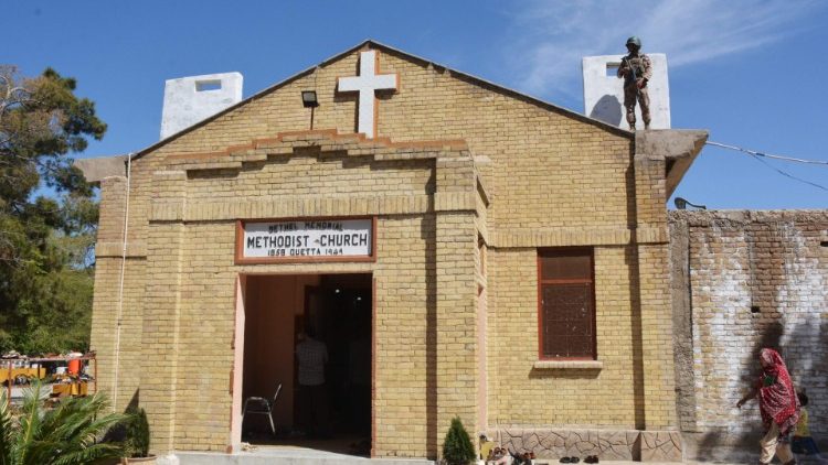 Eine christliche Kirche in Pakistan