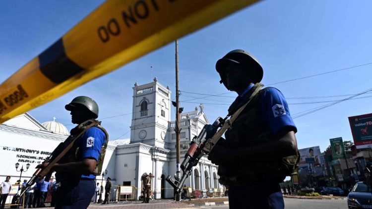 爆破事件が発生したスリランカ・コロンボ市内の聖アンソニー教会　2019年4月22日