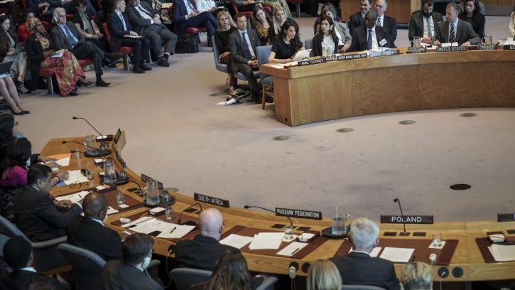 The UN Security Council debating on sexual violence in conflict, April 23, 2019. 