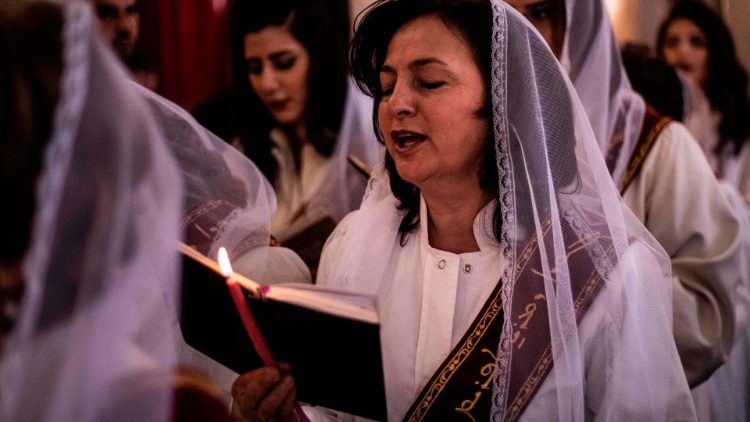 Orthodox Christians at an Easter service in Syria, April 28, 2019. 
