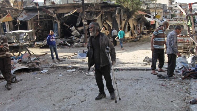 Quartiere di Aleppo bombardato dai ribelli 