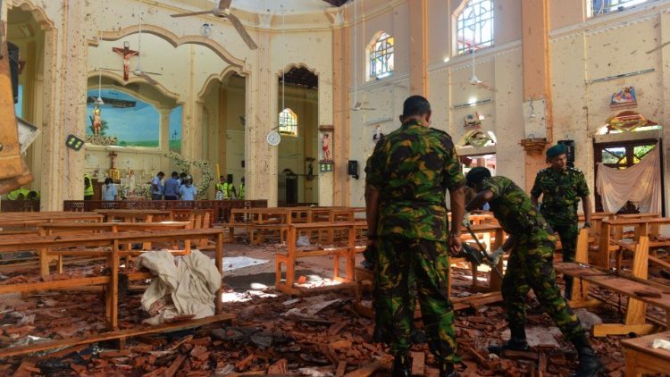 Kyrkan tillägnad helige Sebastian i Negombo, Sri Lanka, efter terrorattacken vid påsk 2019