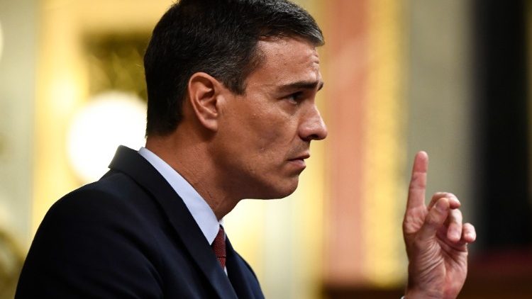 Pedro Sanchez, chef du gouvernement espagnol, pendant le débat d'investiture parlementaire pour désigner un Premier ministre, à Madrid le 22 juillet 2019