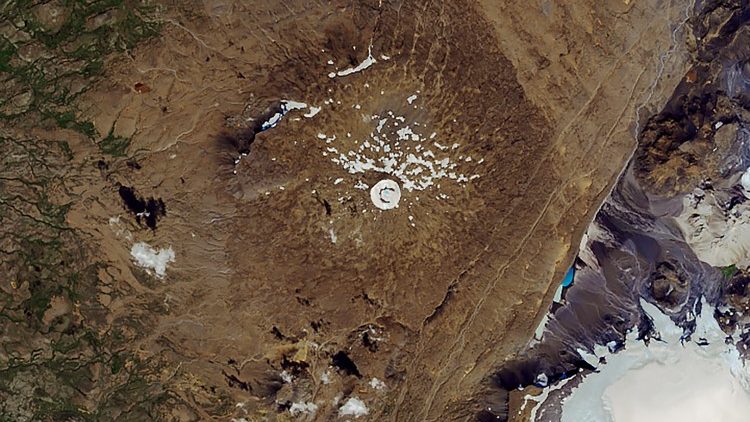 Il ghiacciaio islandese quasi completamente disciolto visto dal satellite 
