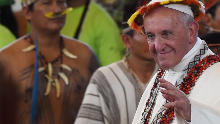 Encuentro del Papa con los pueblos de la Amazonia, en Puerto Maldonado, Perú.