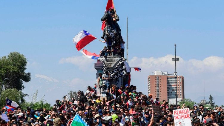 Manifestation à Santiago du Chili, le 24 octobre 2019.