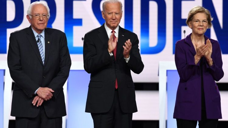 Bernie Sanders, Joe Biden et Elizabeth Warren
