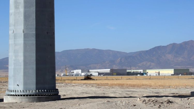 Le nouveau centre de données de Facebook, en construction à Eagle Mountain, dans l'Utah, le 7 novembre 2019. Il s'agit d'un bâtiment de plus de 90 000 m2 situé sur un terrain de 2 millions de m2.