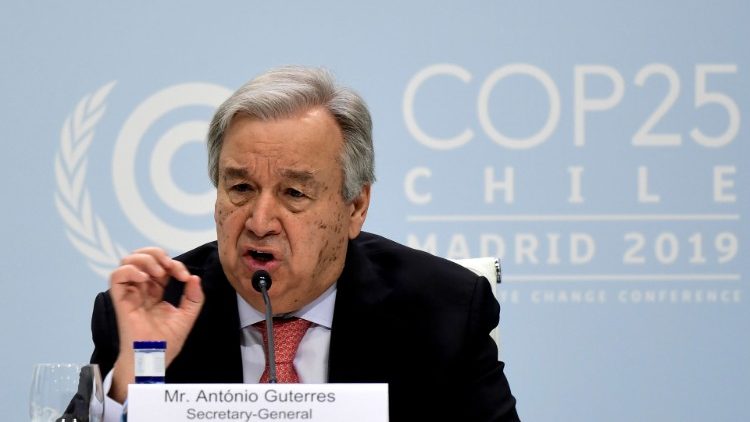 O Secretário Geral da ONU Antonio Guterres em Madri na inauguração da COP 25
