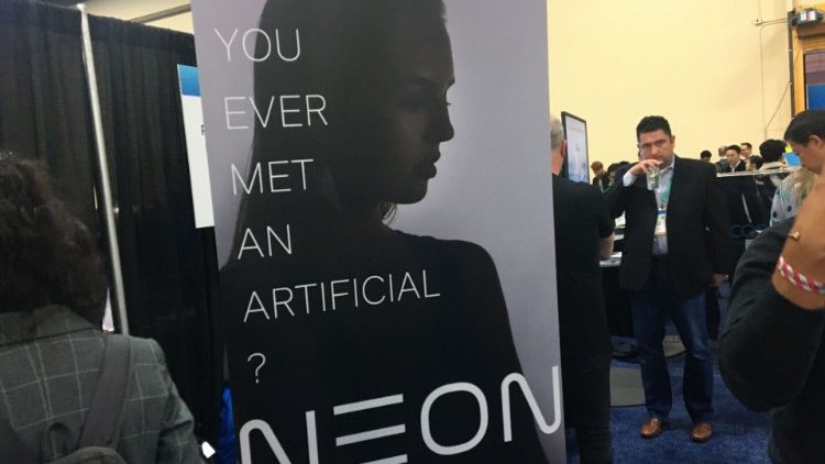 Le projet Neon de l'entreprise Samsung promeut un humain artificiel, sorte d'avatar sophistiqué, au Consumer Electronics Show (CES), rendez-vous annuel des nouvelles technologies, à Las Vegas (États-Unis). 