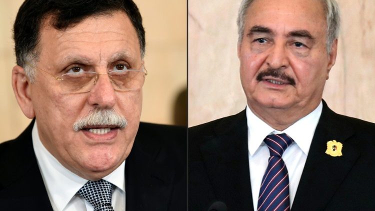 Líbia, presidente Al Serraj e o general Haftar