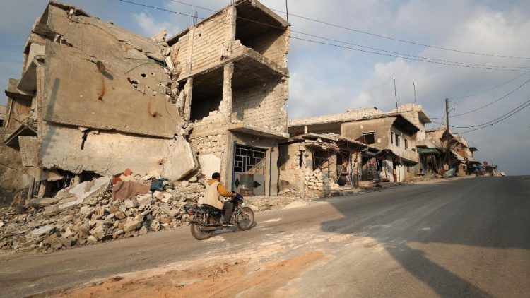 Zerstörte Häuser in Idlib, Syrien 