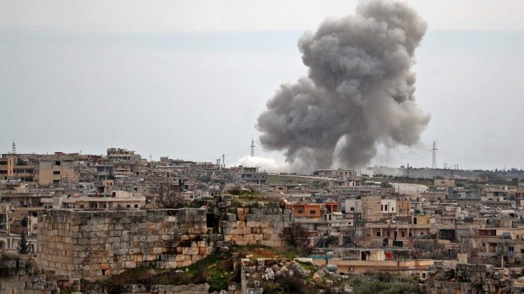 Air strikes on al-Bara town in Syria's Idlib province. 