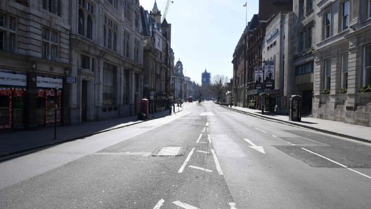 A deserted Whitehall in London after Britain ordered a lockdown to slow the spread of Coronavirus