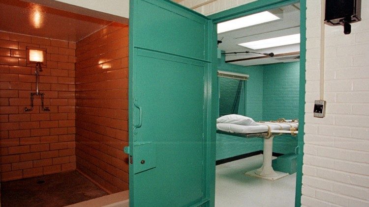 The entrance to the 'death chamber' at the Texas Department of Criminal Justice Huntsville Unit, USA