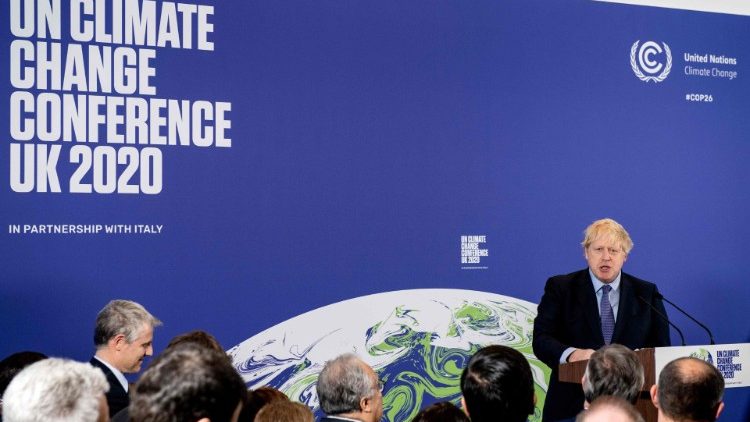 Le Premier ministre britannique, Boris Johnson, à Londres lors d'un événement de lancement de la COP26 de Glasgow en 2021.
