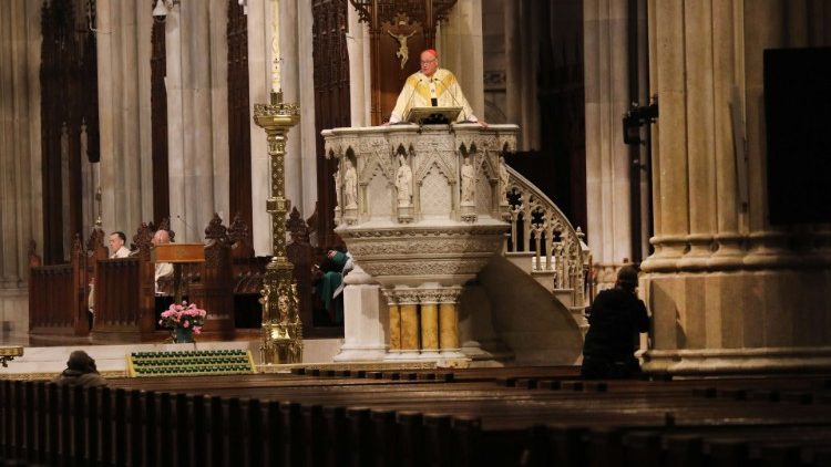 NYC Archbishop Timothy Dolan Celebrates Easter Mass Inside Empty Cathedral
