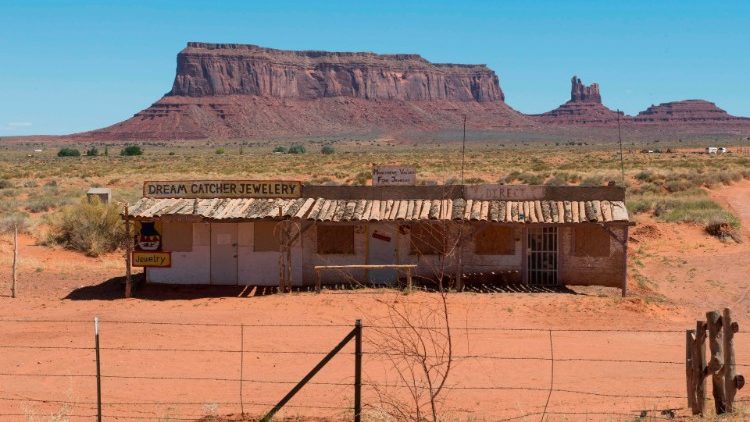 A Navajo Indian store remains shut as the Covid-19 virus spreads through the Navajo Nation, in Monument Valley at the Utah and Arizona border, May 21, 2020.