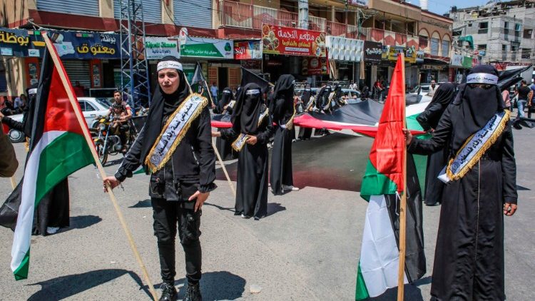 Протест на палестинци в Рафа срещу плановете за анексиране на Западния бряг в  ивицата Газа, 29 юни 2020. 