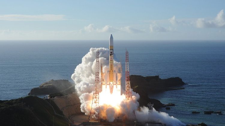 Start rakety vynášející sondu "Hope" z japonského ostrova Tanegašima