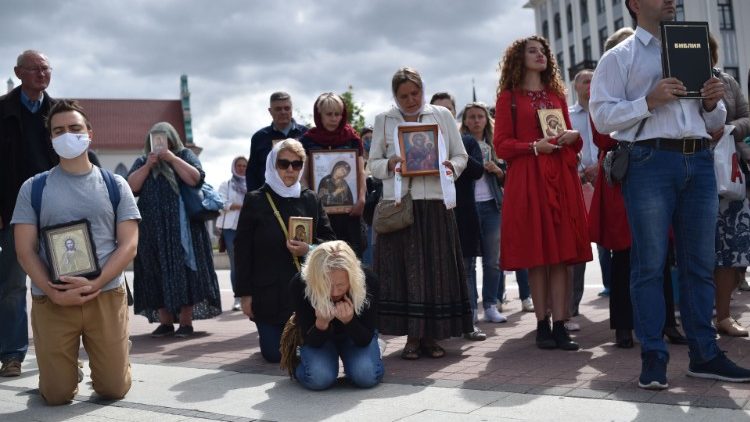 Prière œcuménique à Minsk, le 13 août 2020.