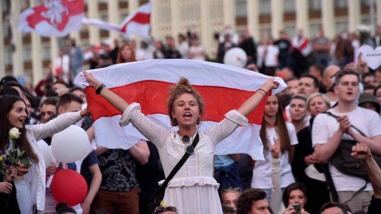 Manifestants le 14 août à Minsk