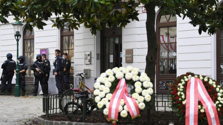 Wreaths have been displayed to pay respect to victims of a terror attack in Vienna, Austria