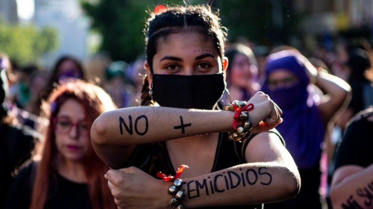 manifestación en Chile el 25 de noviembre 2020, Día Internacional de la Eliminación de la Violencia contra la Mujer.