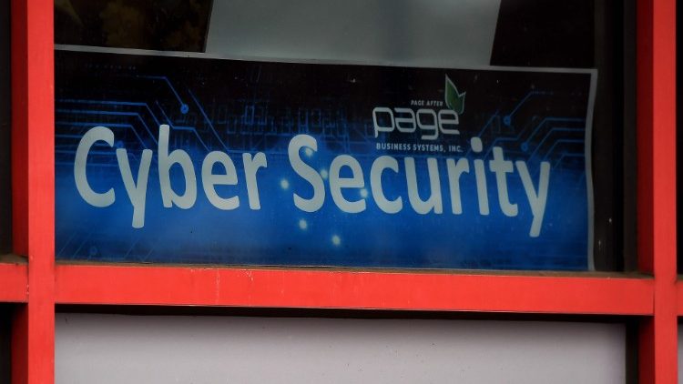 Storefront sign of a cyber security shop in Arlington, Virginia