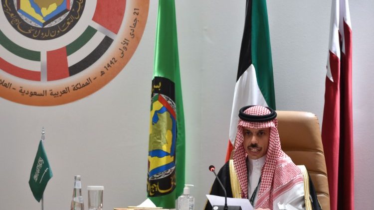 The Saudi Foreign Minister at a press conference at the end of the 41st Gulf Cooperation Council Summit after the signing of the solidarity and stability deal in Qatar