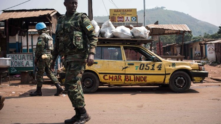 Des soldats de la Minusca à Bangui le 13 janvier. 