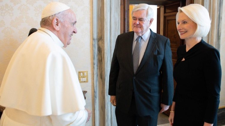 Das Ehepaar Gingrich an diesem Freitag mit Papst Franziskus
