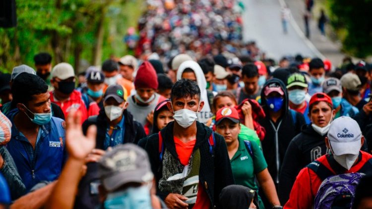 Honduran migrants, part of a caravan heading towards the United States