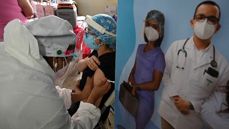 Honduran citizens receive anti-covid vaccines in Tegucigalpa donated by the Covax mechanism