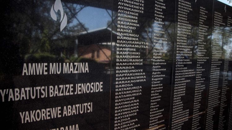 Names of some of the victims of the 1994 genocide at the Ntarama Genocide Memorial in Kigali, Rwanda