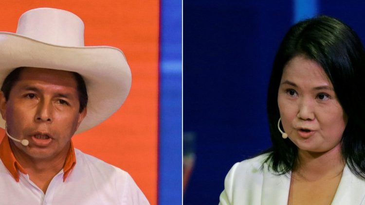 Les deux vainqueurs du premier tour de l'élection présidentielle au Pérou, Pedro Castillo et Keiko Fujimori 