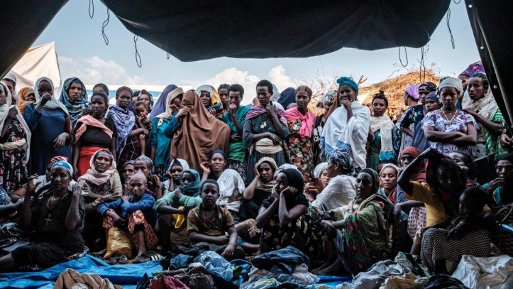 Äthiopische Binnenflüchtlinge in einem Camp in Chagni