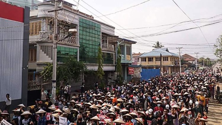 A demonstration against the military coup in Myanmar's Shan State