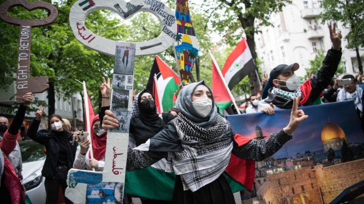 Eine anti-israelische Kundgebung in Berlin (15.5.2021)