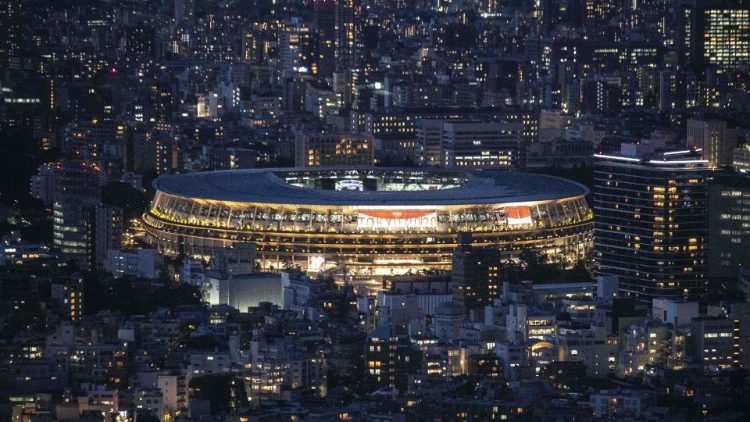 The National Stadium, the main venue of the 2020 Olympic and Paralympic Games in Tokyo, Japan. 