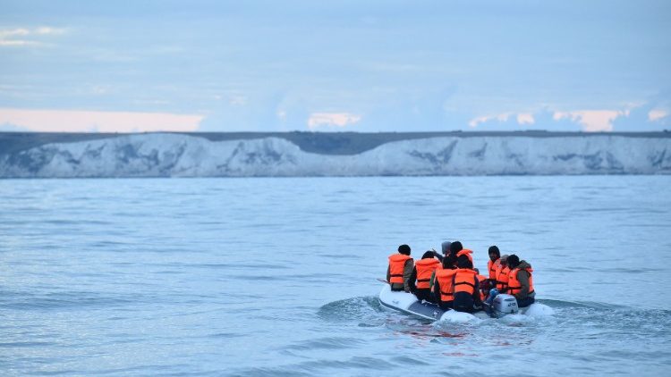African migrants cross the Channel toward the south coast of England