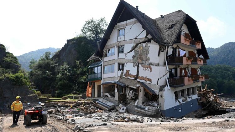 Von der Flut zerstörtes Haus in Laach, Kreis Ahrweiler 