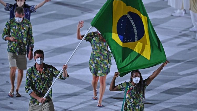 Os representantes do Brasil na cerimônia oficial