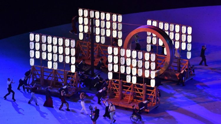 Ein Bild der Eröffnungszeremonie der Olympischen Spiele 2020 am Freitag in Tokio